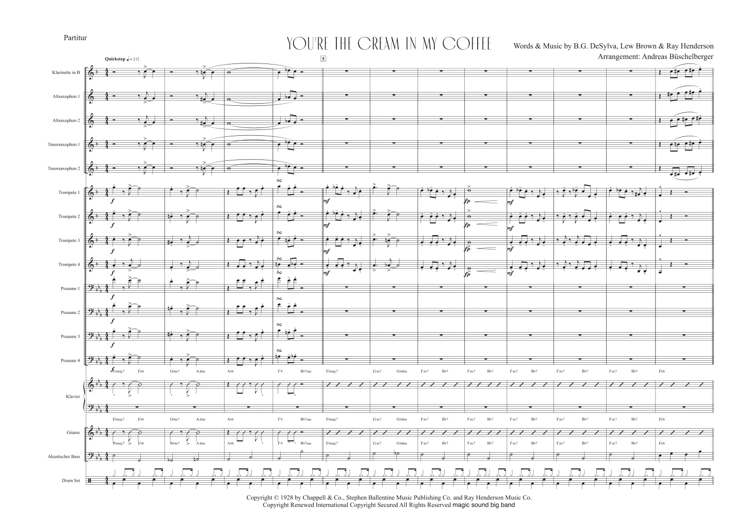 You're The Cream In My Coffee (arr. Andreas Büschelberger)