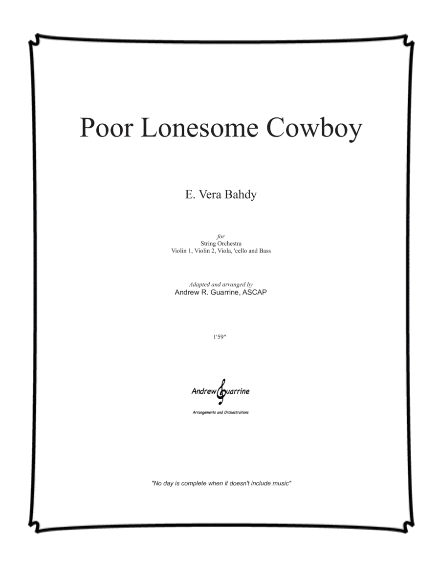 Poor Lonesome Cowboy (arr. Andrew R. Guarrine)