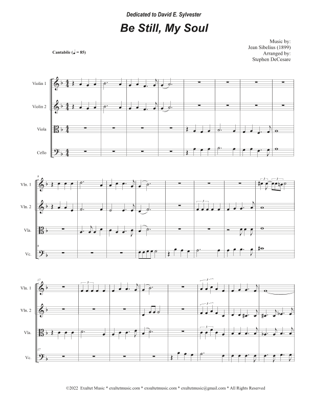 Be Still, My Soul (String Quartet and Piano) (arr. Stephen DeCesare)