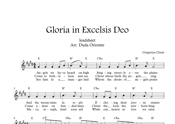 Gloria in excelsis Deo (E major - with lyrics) (arr. Duda Oriontte)