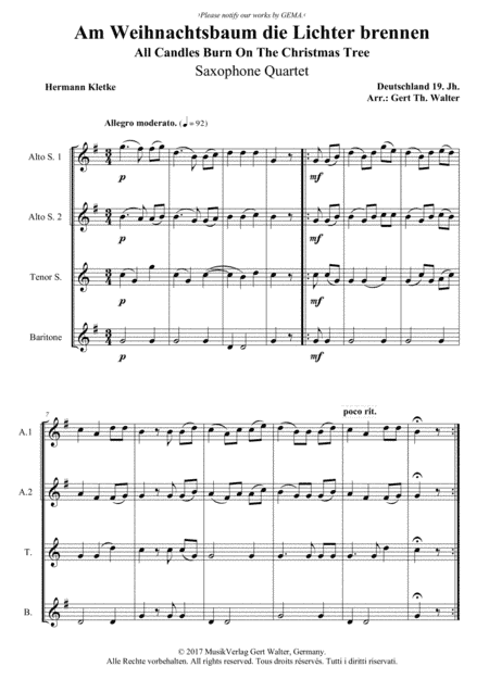 All Candles Burn On The Christmas Tree (arr. Gert Th. Walter)