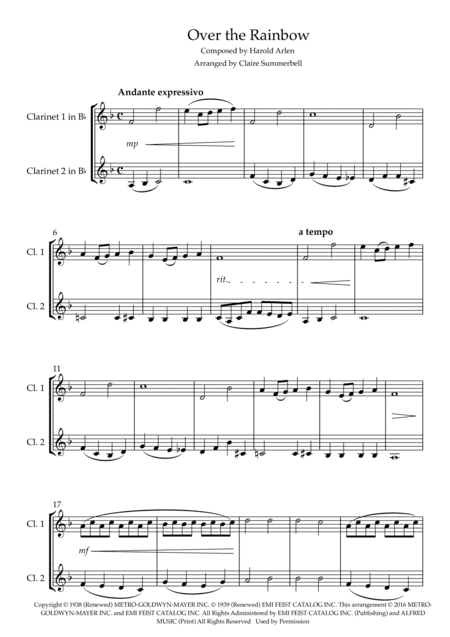 Over The Rainbow (arr. Claire Summerbell)