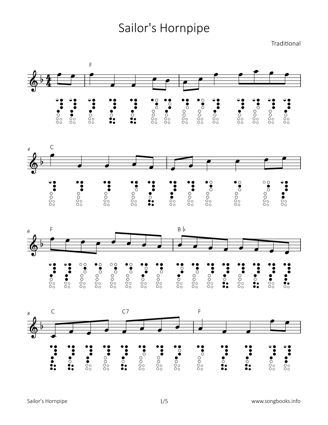 Sailor's Hornpipe (arr. songbooks.info)