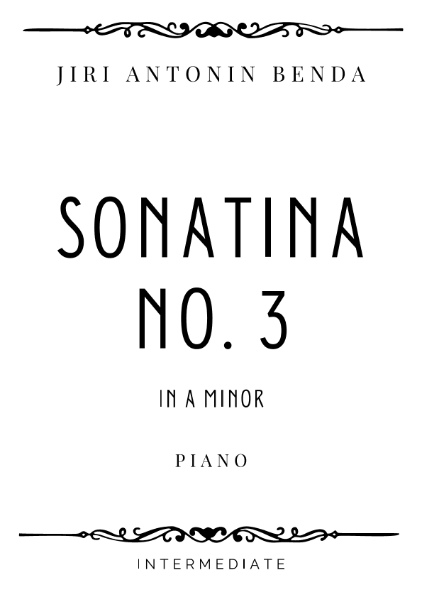 Benda - Sonatina No. 3 in A minor - Intermediate (arr. Piacere Music Sheets)