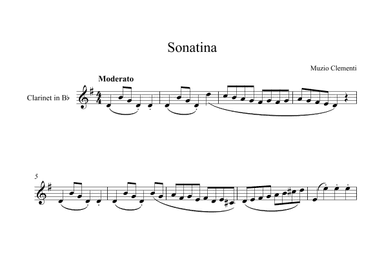 Sonatina (In C Major) - Muzio Clementi (Clarinet) (arr. Digital Book Music)