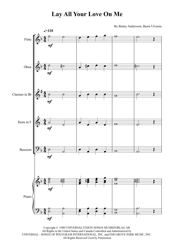 Lay All Your Love On Me (arr. Karen Gueiros)