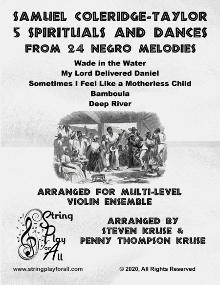 5 Spirituals and Dances from "24 Negro Melodies" by Samuel Coleridge-Taylor for Multi-Level Violin E (arr. String Play for All)