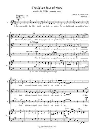 The Seven Joys of Mary (arr. Philip Le Bas)