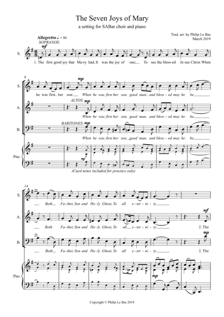 The Seven Joys of Mary (arr. Philip Le Bas)