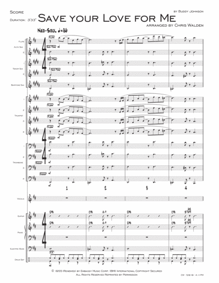 Save Your Love For Me (arr. Chris Walden)