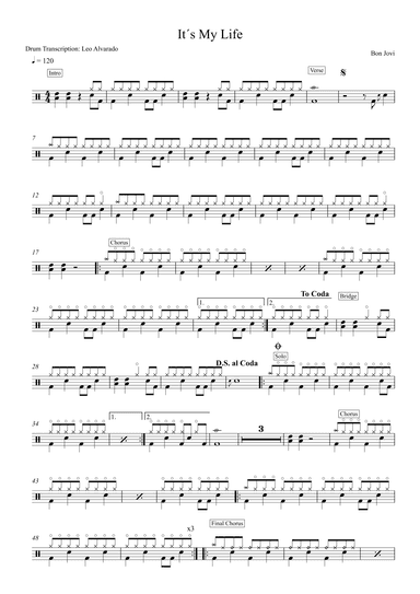 It's My Life (arr. Drum Transcription: Leo Alvarado)