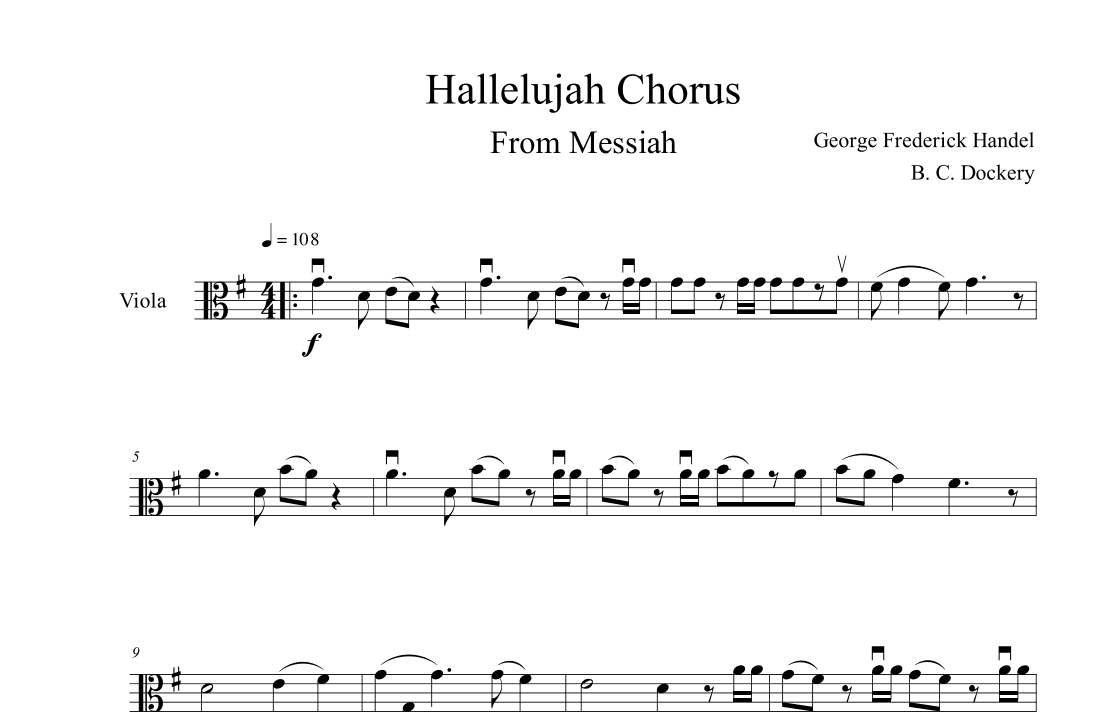 Hallelujah Chorus from Messiah (Viola Solo) (arr. B. C. Dockery)