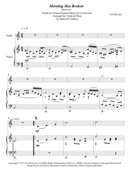 Morning Has Broken (arr. James M. Guthrie, ASCAP)