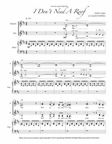 I Don't Need A Roof (arr. Jennifer McMillan)
