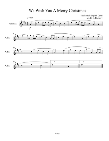 We Wish You A Merry Christmas (Alto Sax Solo) (arr. B. C. Dockery)
