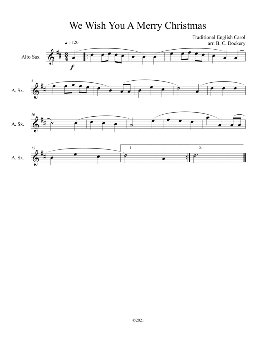 We Wish You A Merry Christmas (Alto Sax Solo) (arr. B. C. Dockery)