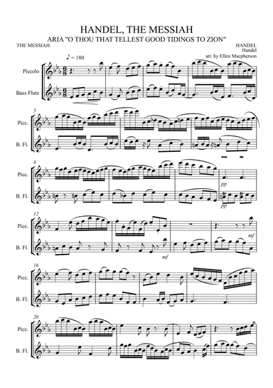 PICCOLO AND BASS FLUTE Duet - Handel, The Messiah - Aria, "O Thou That Tellest Good Tidings To Zion" (arr. Ellen Macpherson)