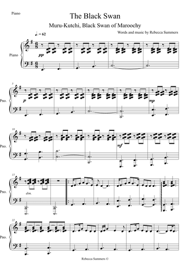 The Black Swan - (Naidoc Week 2-Part Choir with dreamtime story PIANO PART)