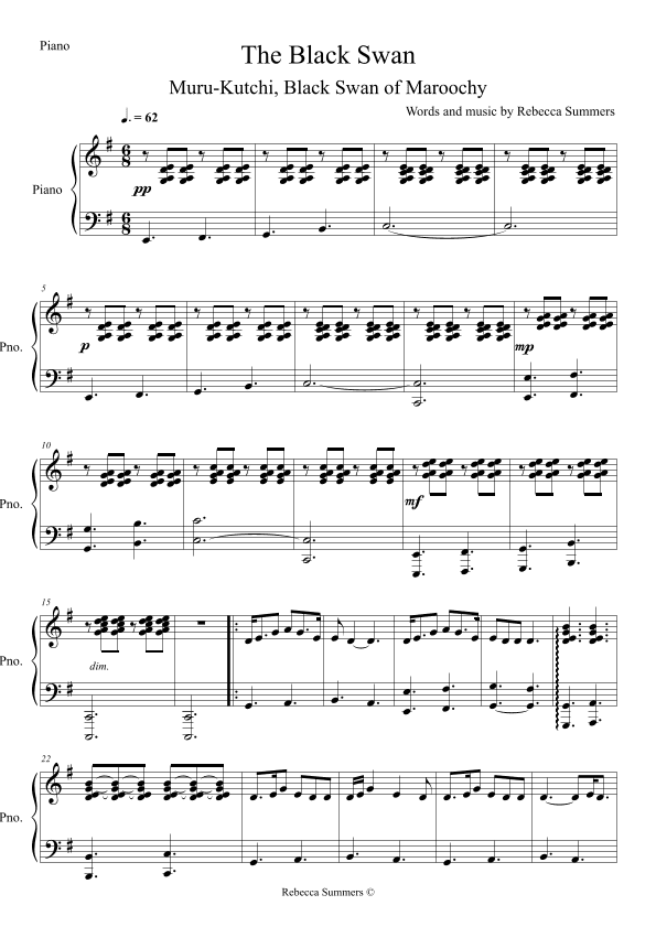 The Black Swan - (Naidoc Week 2-Part Choir with dreamtime story PIANO PART)