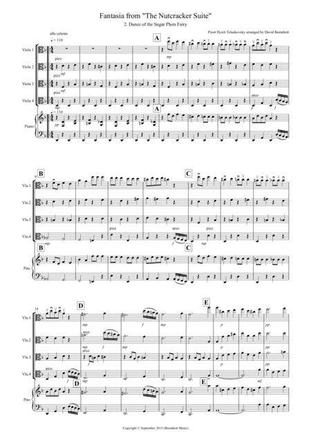 Dance of the Sugar Plum Fairy (fantasia from Nutcracker) for Viola Quartet (arr. David Burndrett)