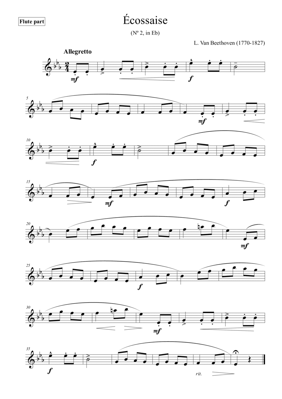 Écossaise (Nº 2, in Eb) - for flute (arr. Passoni Music)