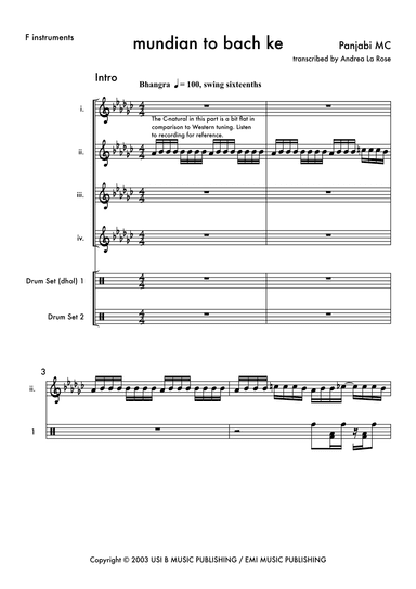 Mundian To Bach Ke (arr. Andrea La Rose)
