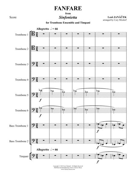 Fanfare from Sinfonietta for Trombone Ensemble & Timpani (arr. Mixdorf, Cory)