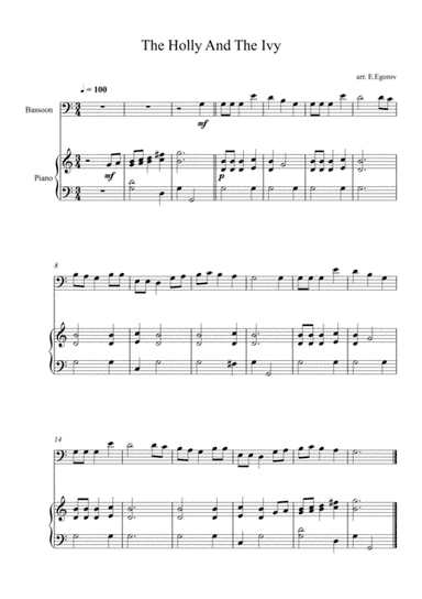 The Holly And The Ivy, For Bassoon & Piano