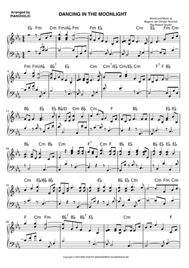 Dancing In The Moonlight (arr. PIANOHOLIC)