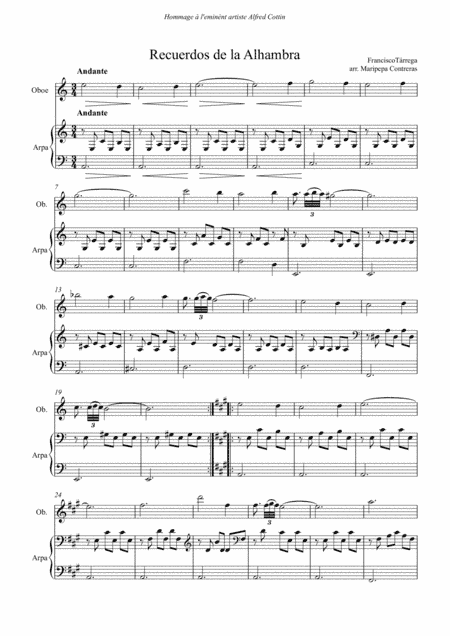 Recuerdos de la Alhambra - Francisco Tárrega (arr. for oboe and harp) (arr. M. Contreras)