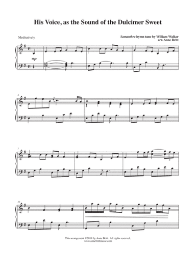 His Voice, as the Sound of the Dulcimer Sweet (intermediate) (arr. Anne Britt)