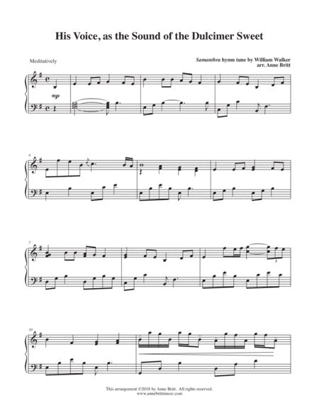 His Voice, as the Sound of the Dulcimer Sweet (intermediate) (arr. Anne Britt)