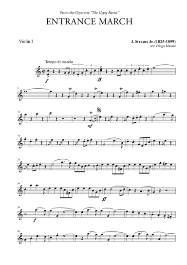 Entrance March from "The Gypsy Baron" for String Quartet (arr. Diego Marani)