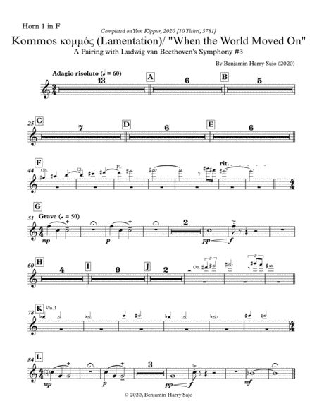 Kommos (Lamentation) / "When the World Moved On" - Horn 1 in F