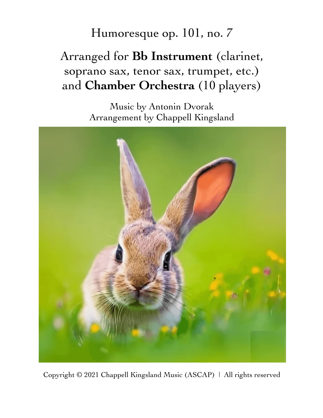 Dvorak Humoresque - arr. for Instrumental Soloist (in Bb) and Chamber Orchestra (arr. Chappell Kingsland)