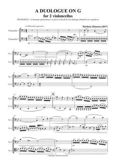 A DUOLOGUE ON G, for 2 violloncellos