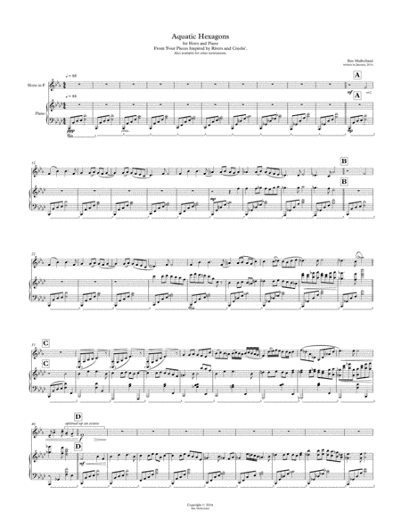 Aquatic Hexagons for Horn and Piano.  From 'Four Pieces Inspired by Rivers and Creeks'.
