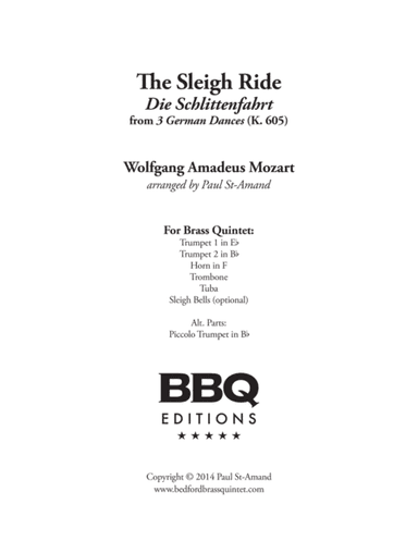 Sleigh Ride (Mozart) - Brass Quintet (arr. Paul St-Amand)