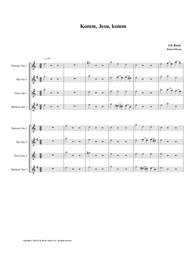 Komm, Jesu, komm (motette) by J.S. Bach (Double Saxophone Choir) (arr. Richard Byrnes)