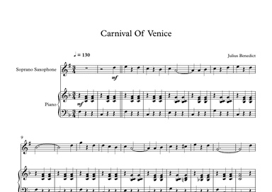 Carnival Of Venice - Julius Benedict (Soprano Sax + Piano) (arr. Digital Book Music)