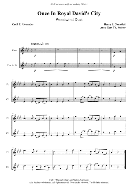 Once In Royal David's City (arr. Gert Th. Walter)