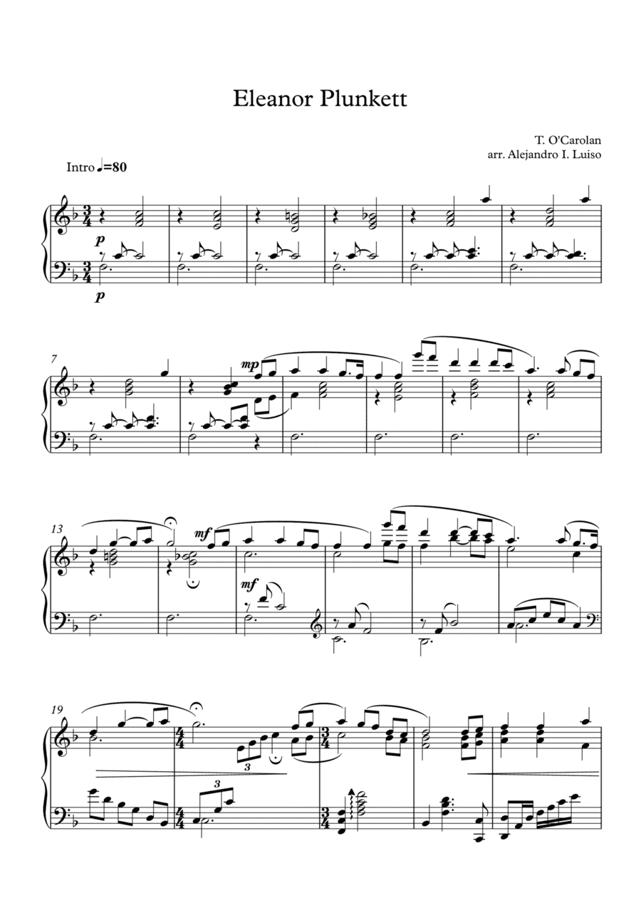 Eleanor Plunkett (arr. Alejandro Ignacio Luiso)