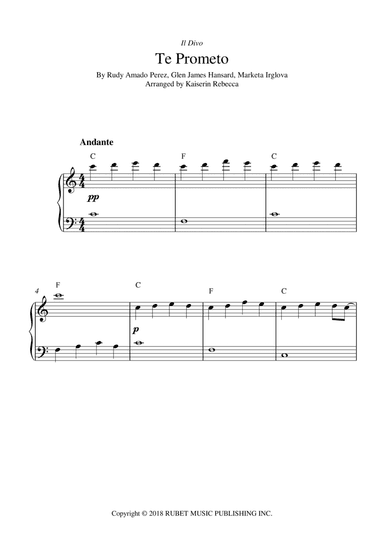 Te Prometo (falling Slowly) (arr. Kaiserin Rebecca)