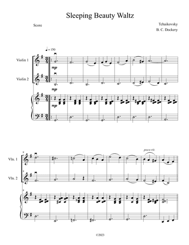 Sleeping Beauty Waltz (Violin Duet with Piano Accompaniment) (arr. B. C. Dockery)