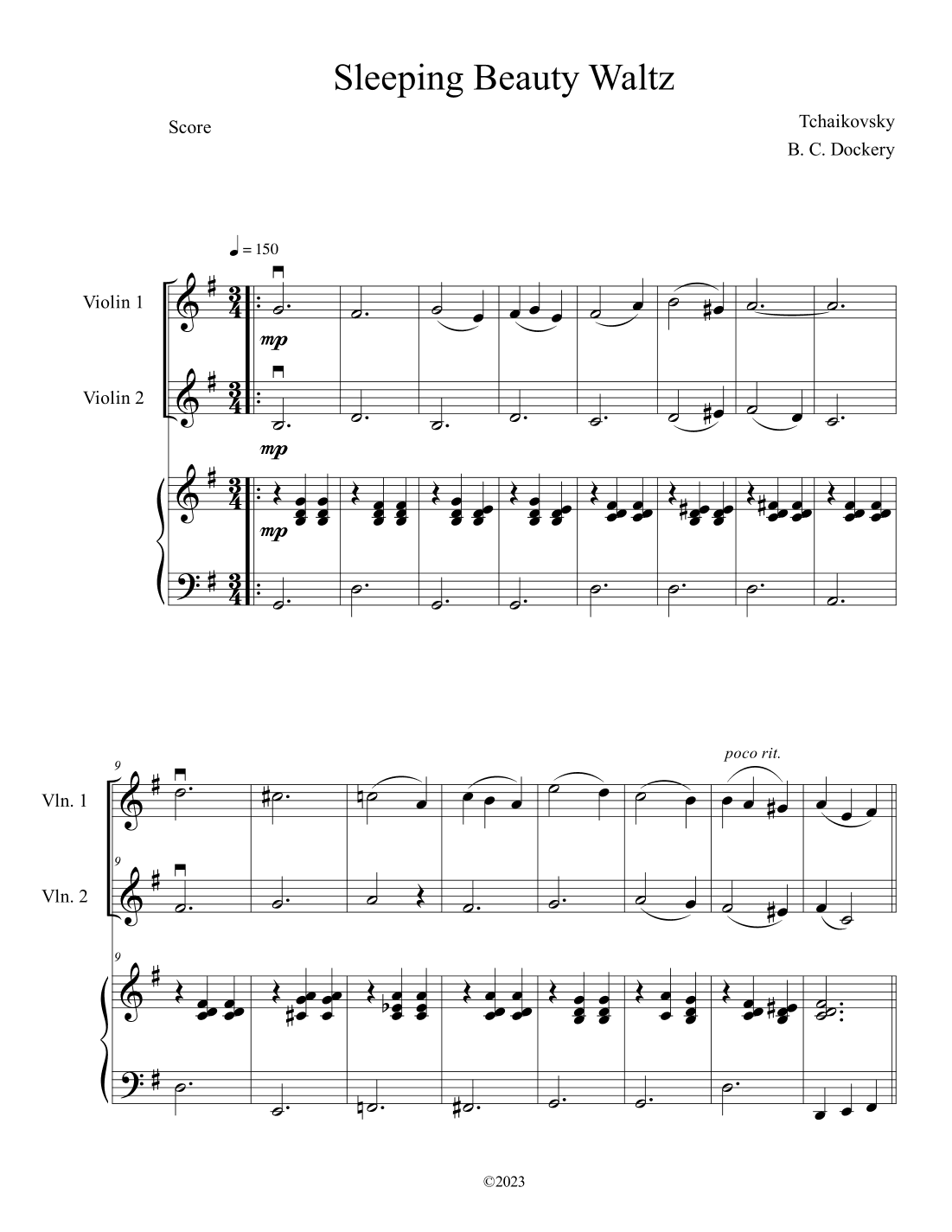Sleeping Beauty Waltz (Violin Duet with Piano Accompaniment) (arr. B. C. Dockery)