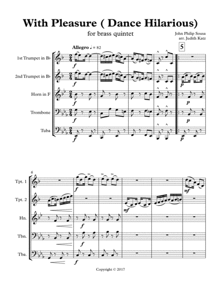 With Pleasure ( Dance Hilarious) - for brass quintet (arr. Judith Katz)