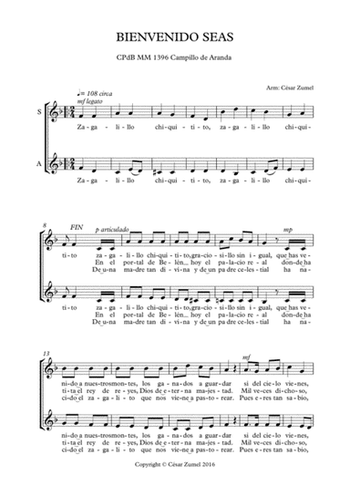 Zagalillo (Bienvenido seas) (arr. César Zumel)