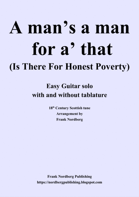 A Man's a Man for A' That (easy guitar - with and without tablature) (arr. Frank Nordberg)