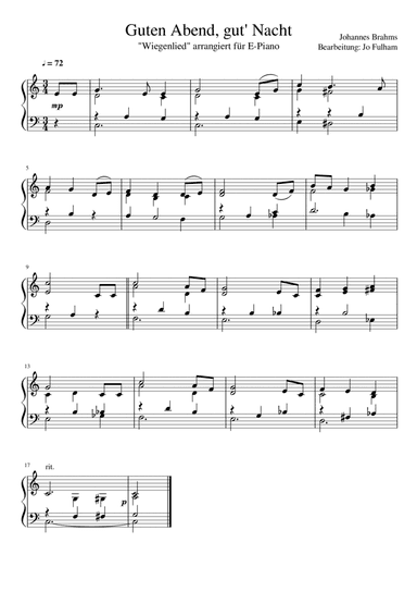 Guten Abend, gut' Nacht (arr. Jo Fulham)