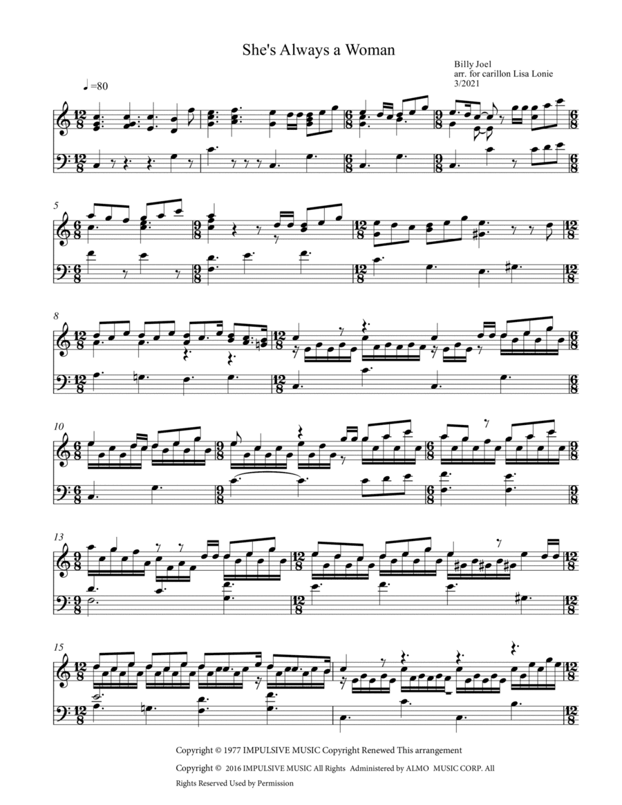 She's Always A Woman (arr. Lisa Lonie)